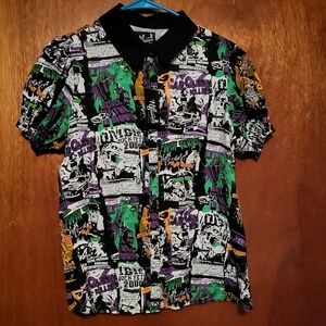 NWT Hell Bunny Be Afraid  Horror Movie Womens Blouse Size S UK 10 (US-8)